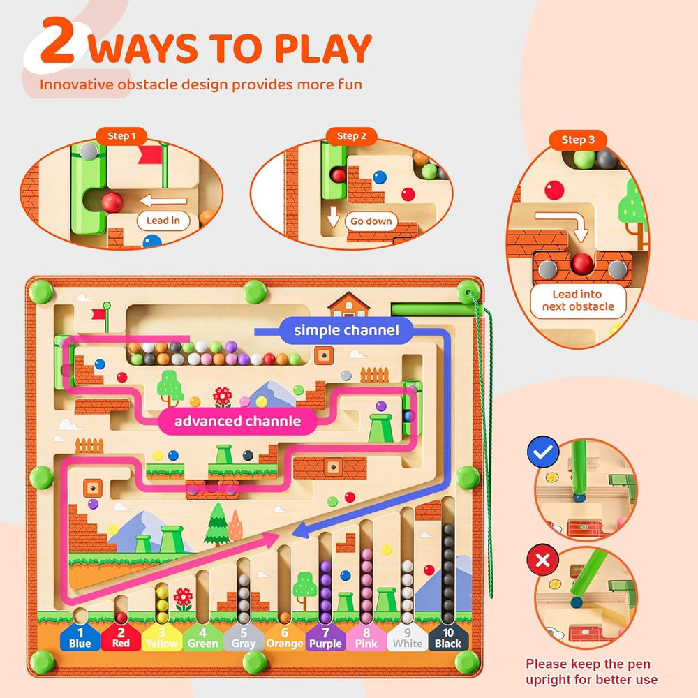 Left-channel maze play by zhiwuzhu to guide beads with a wand