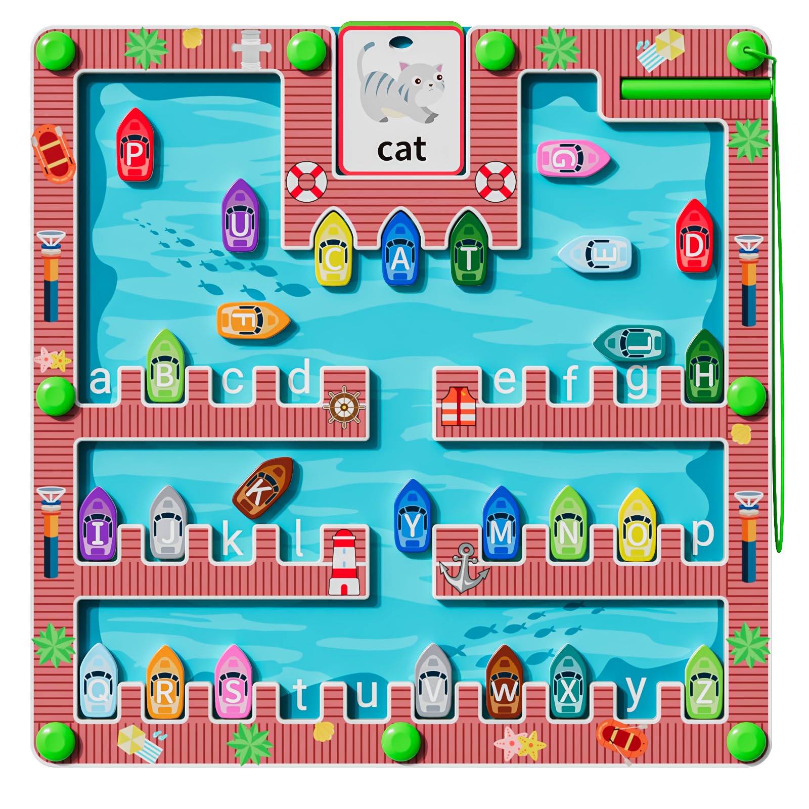 zhiwuzhu Magnetic Alphabet Maze board with letter parking spaces for early literacy play