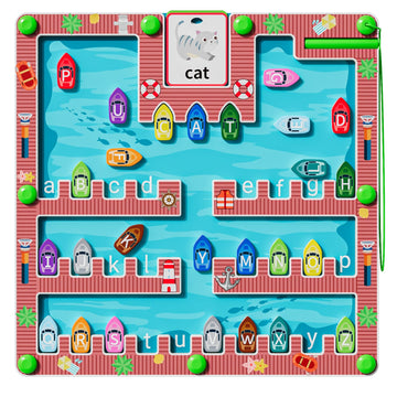 zhiwuzhu Magnetic Alphabet Maze board with letter parking spaces for early literacy play