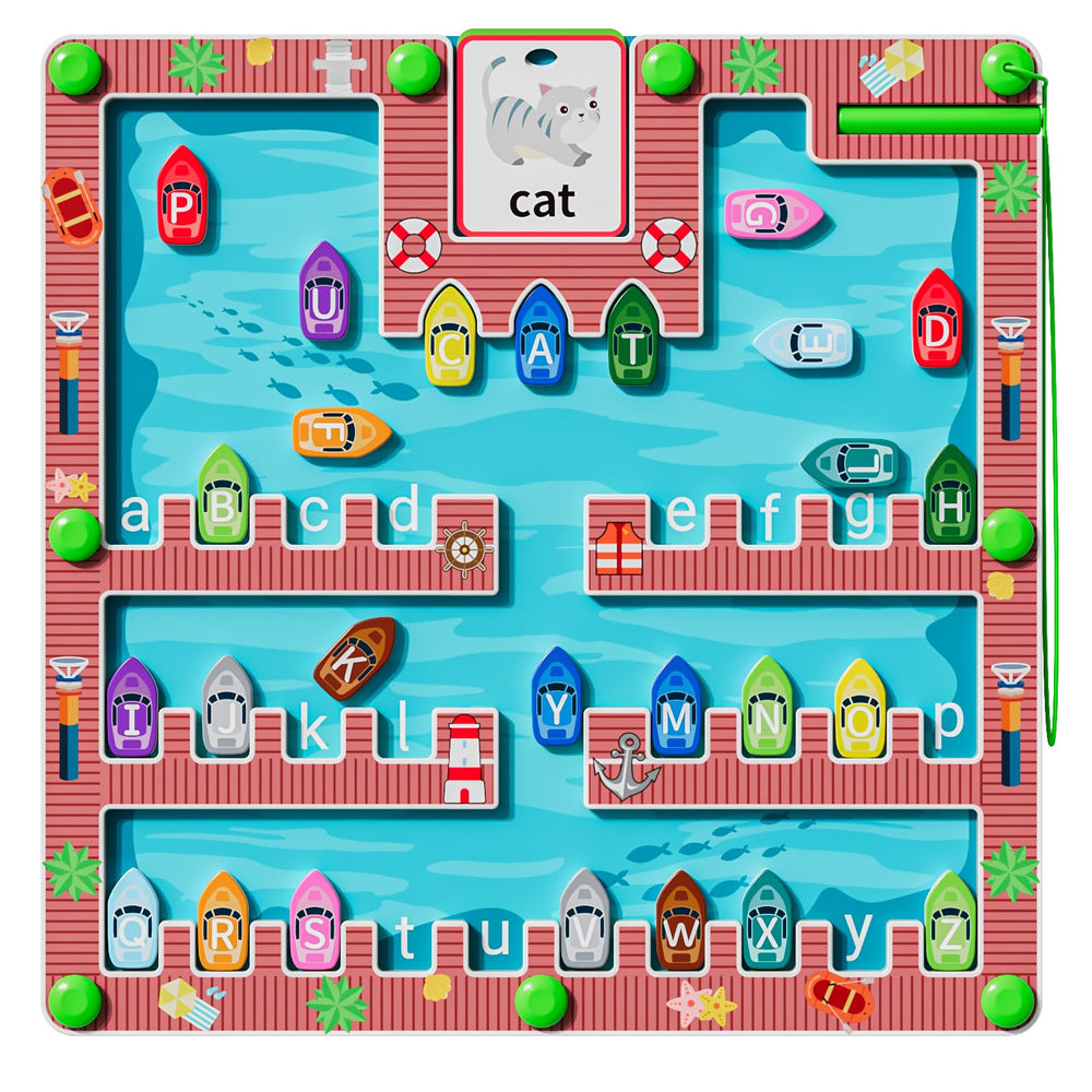 zhiwuzhu Magnetic Alphabet Maze board with letter parking spaces for early literacy play