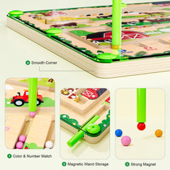 zhiwuzhu Magnetic Color and Number Maze beads closeup with bright colors