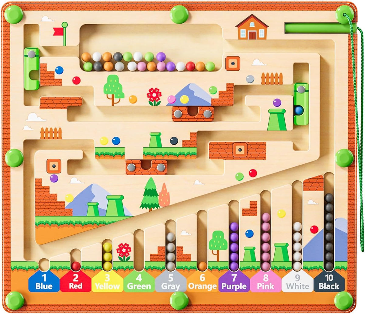 zhiwuzhu Magnetic Color and Number Maze board showing the play surface for counting and color practice