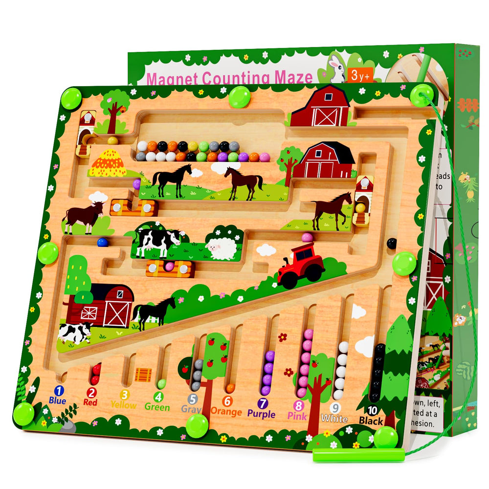 zhiwuzhu Magnetic Color and Number Maze side view highlighting sturdy frame