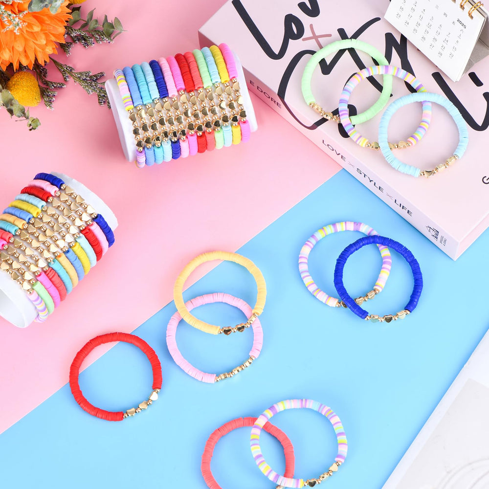 ZHLISHQINJJ elastic stretch bracelets with 3 heart beads for easy wear