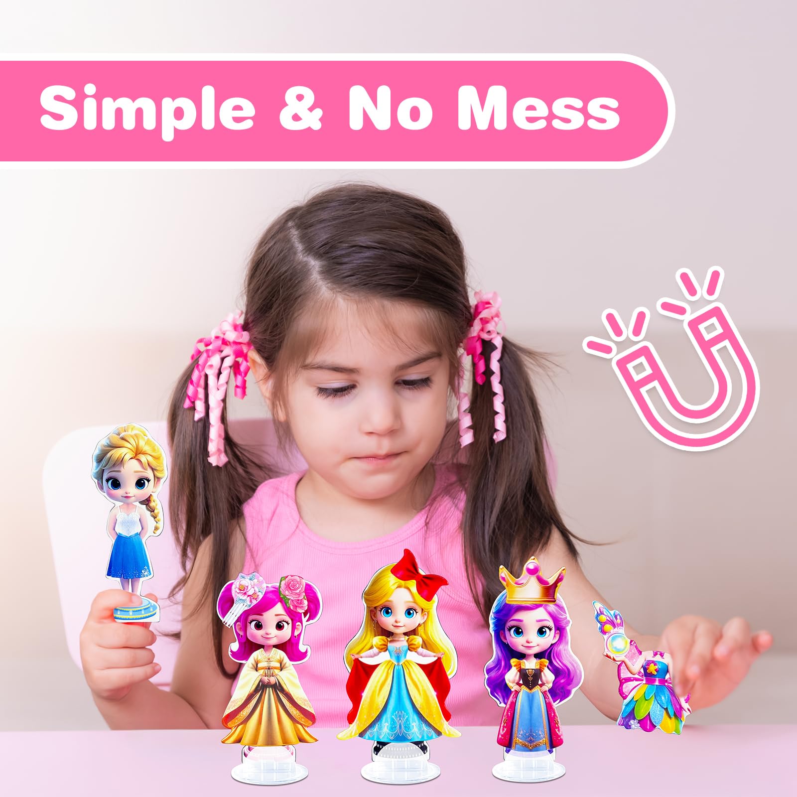 ZHOC magnetic dress up dolls car travel setup ideal for on-the-go play.
