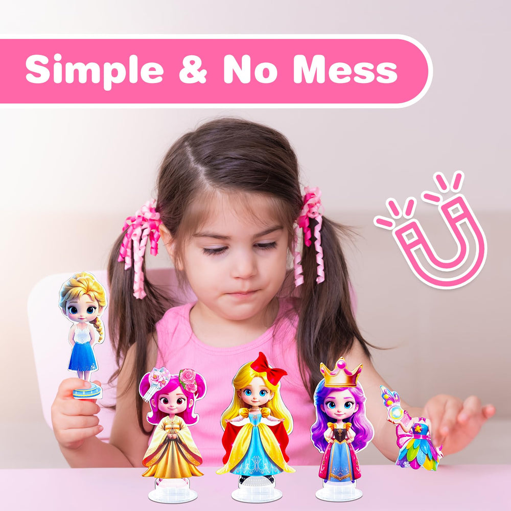 ZHOC magnetic dress up dolls car travel setup ideal for on-the-go play.