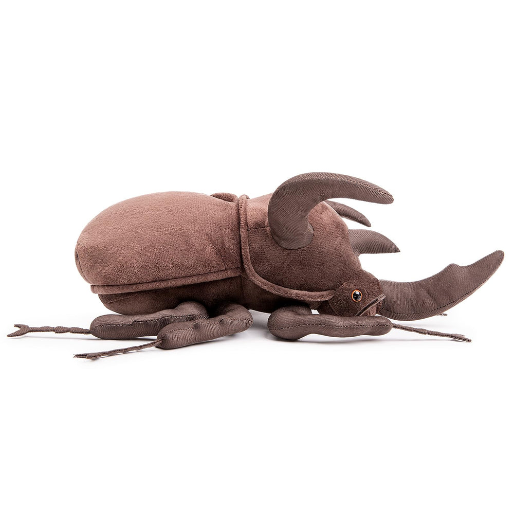 ZHONGXIN MADE Atlas Beetle plush side view, perfect bedtime companion.