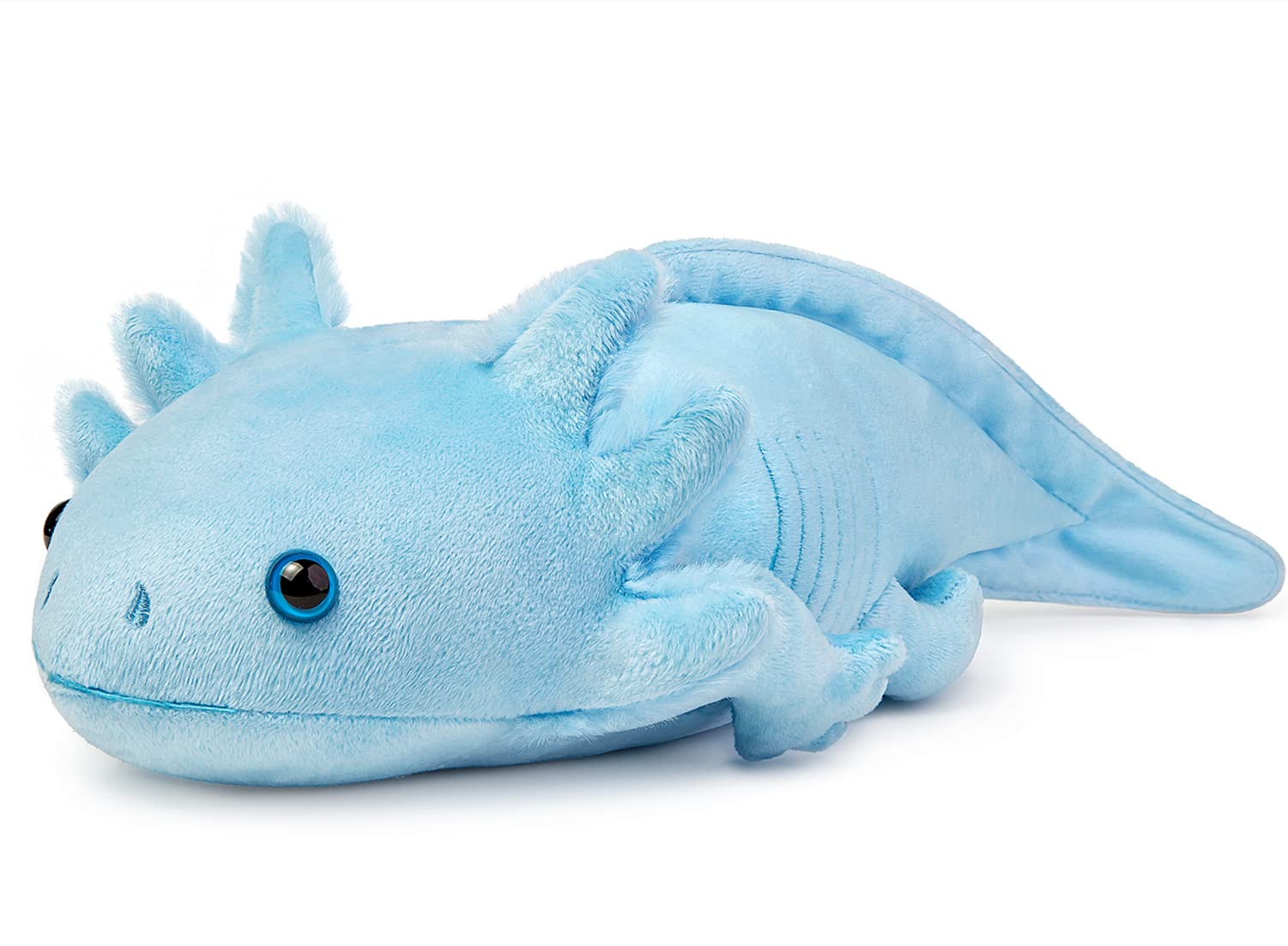 ZHONGXIN MADE blue axolotl plush face close-up, lifelike details ignite imaginative play.
