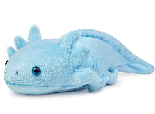 ZHONGXIN MADE blue axolotl plush face close-up, lifelike details ignite imaginative play.