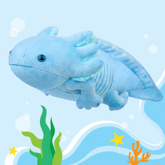 ZHONGXIN MADE blue axolotl plush packaging image, ideal gift-ready presentation.