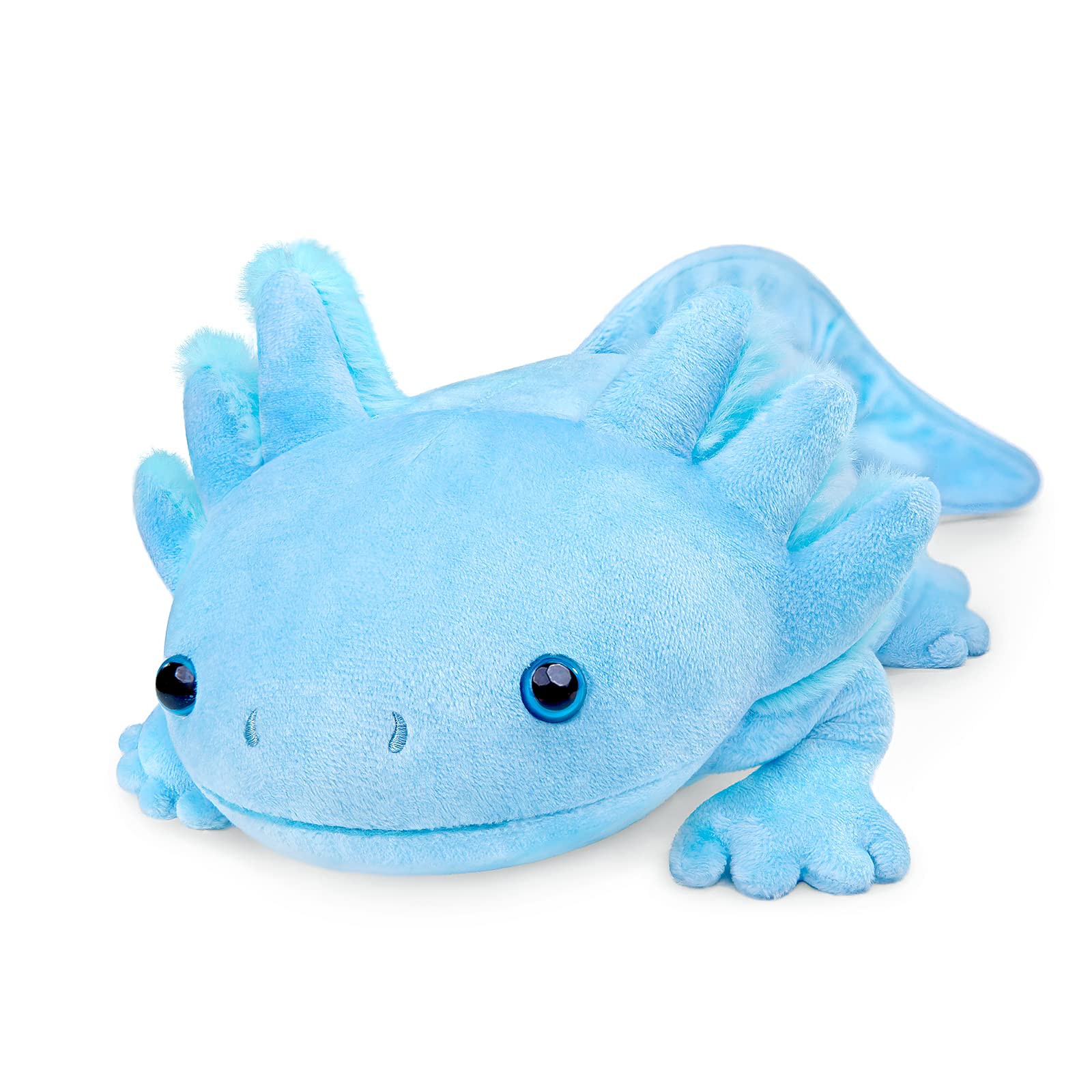 ZHONGXIN MADE blue axolotl plush sitting, perfect for display or cozy reading corners.