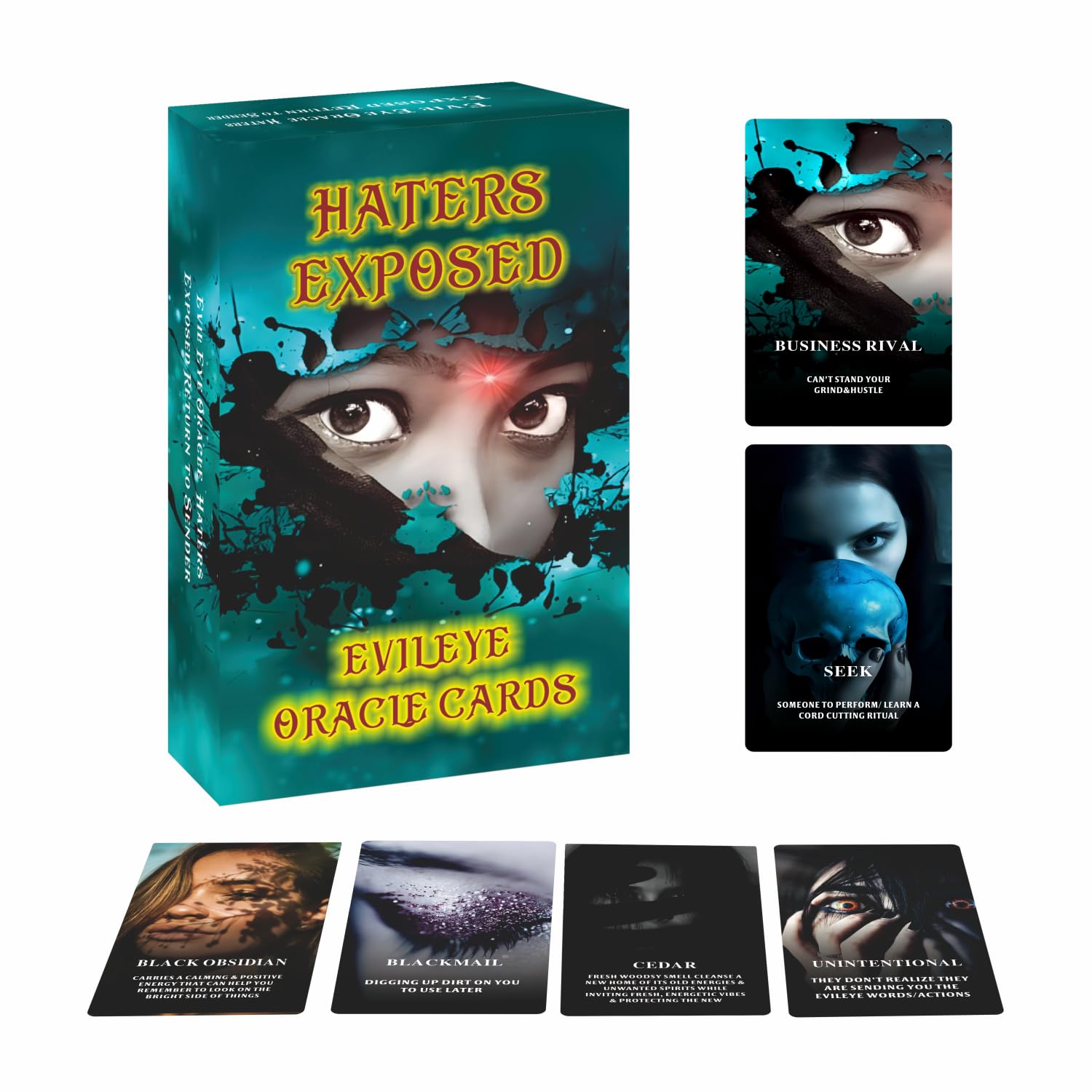 ZHQGYN Evil Eye Oracle Cards front view for quick insight prompts