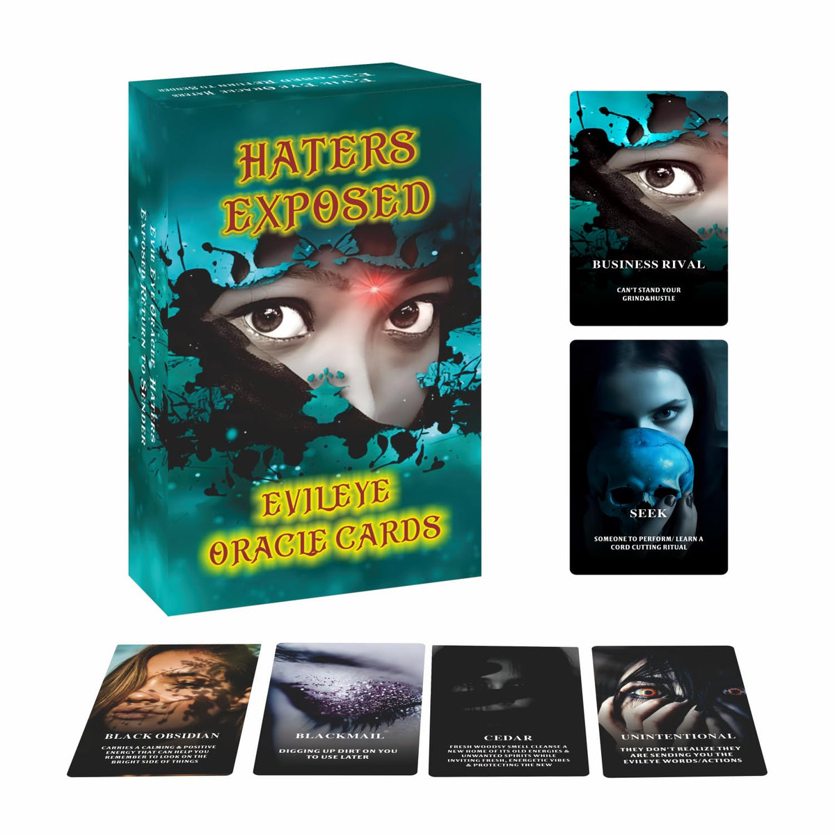 ZHQGYN Evil Eye Oracle Cards front view for quick insight prompts