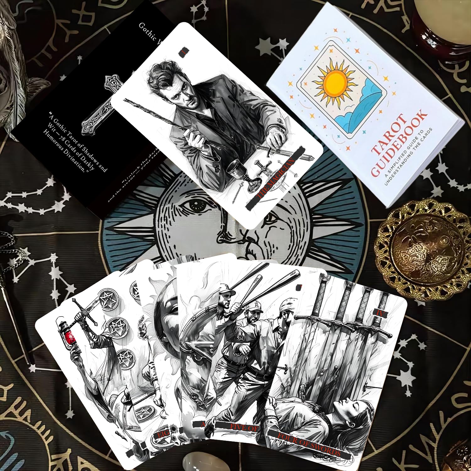 ZHQGYN Gothic Whispers card 7 offers journaling prompts from bold visuals.