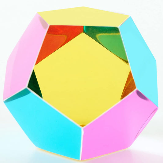 Close-up of ZhuoChiMall CMY color dodecahedron with vivid refractions