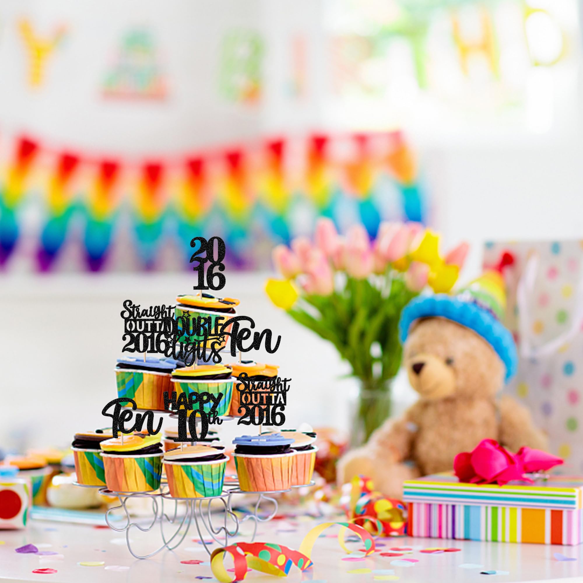 ZHUOWEISM 10 years cheers cake decor highlights milestones with festive glitter