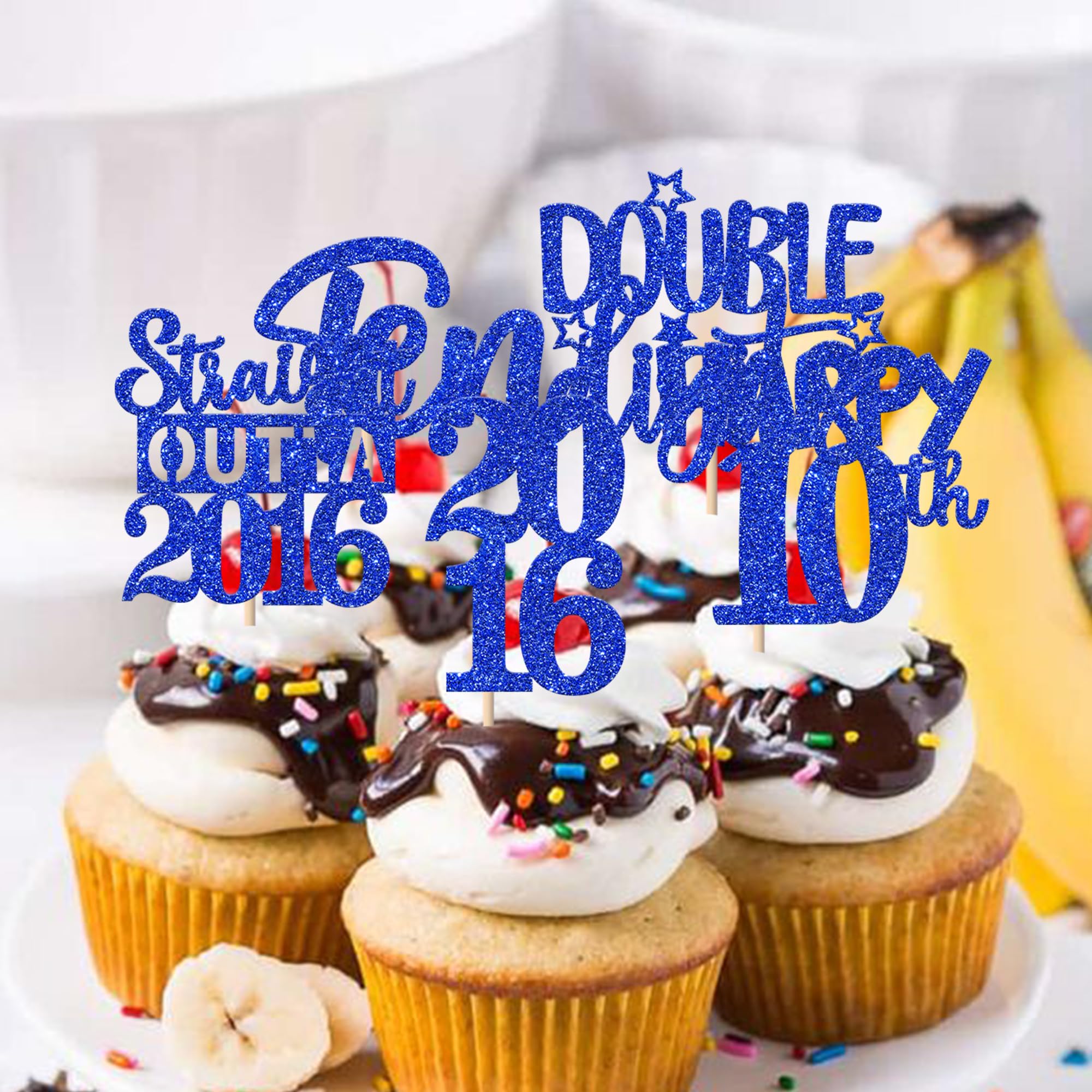 ZHUOWEISM 10th anniversary cupcake pick for celebratory desserts and table decor.