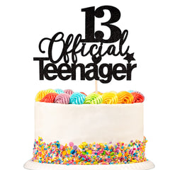 ZHUOWEISM 13 Official Teenager glitter cake topper on cake for a festive look