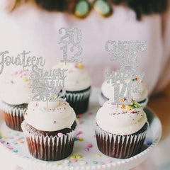 ZHUOWEISM 14th anniversary cupcake topper adds elegant celebration flair.