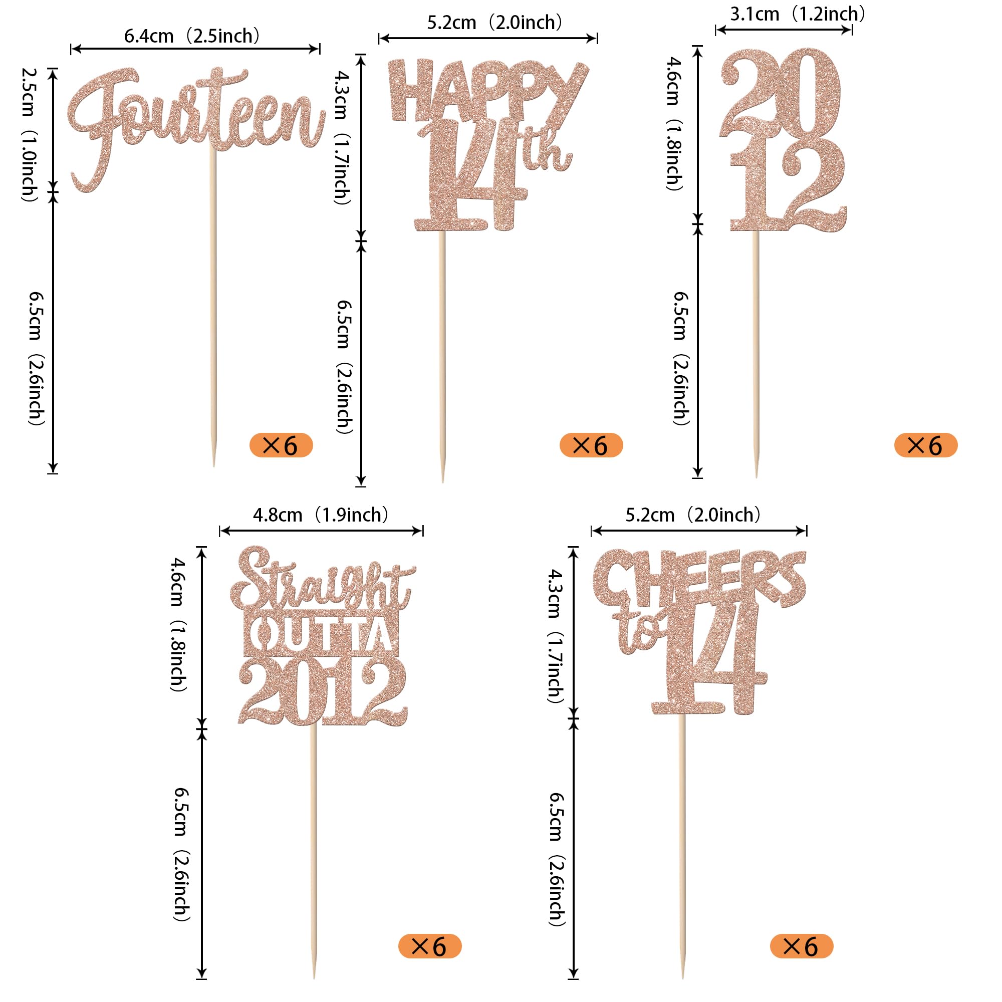 ZHUOWEISM 14th birthday cupcake topper rose gold glitter enhances party vibe