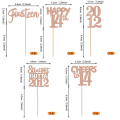 ZHUOWEISM 14th birthday cupcake topper rose gold glitter enhances party vibe