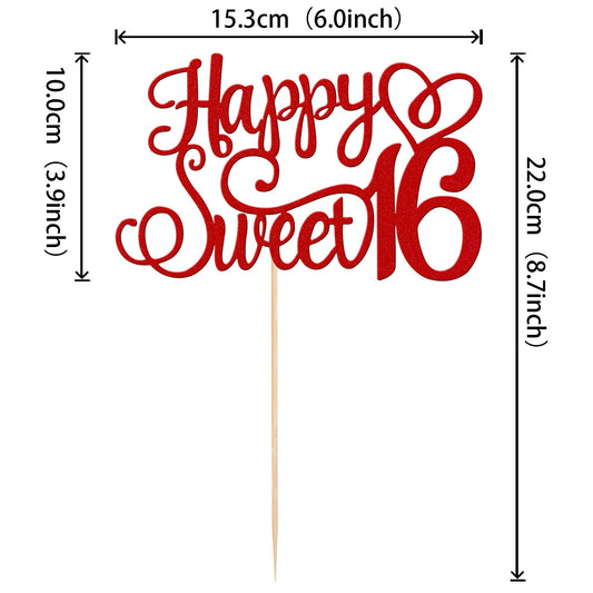 ZHUOWEISM 16th birthday glitter topper adds sparkle to desserts and party decor.