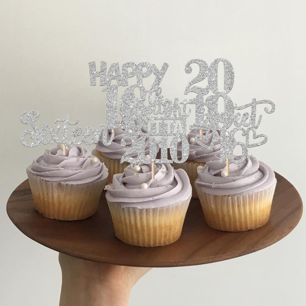 ZHUOWEISM 16th birthday party topper shines on cakes and cupcakes.