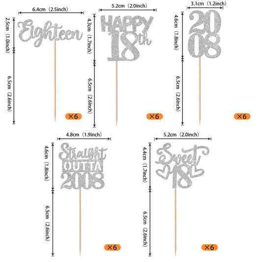 ZHUOWEISM 18th birthday cupcake topper silver for festive sparkle
