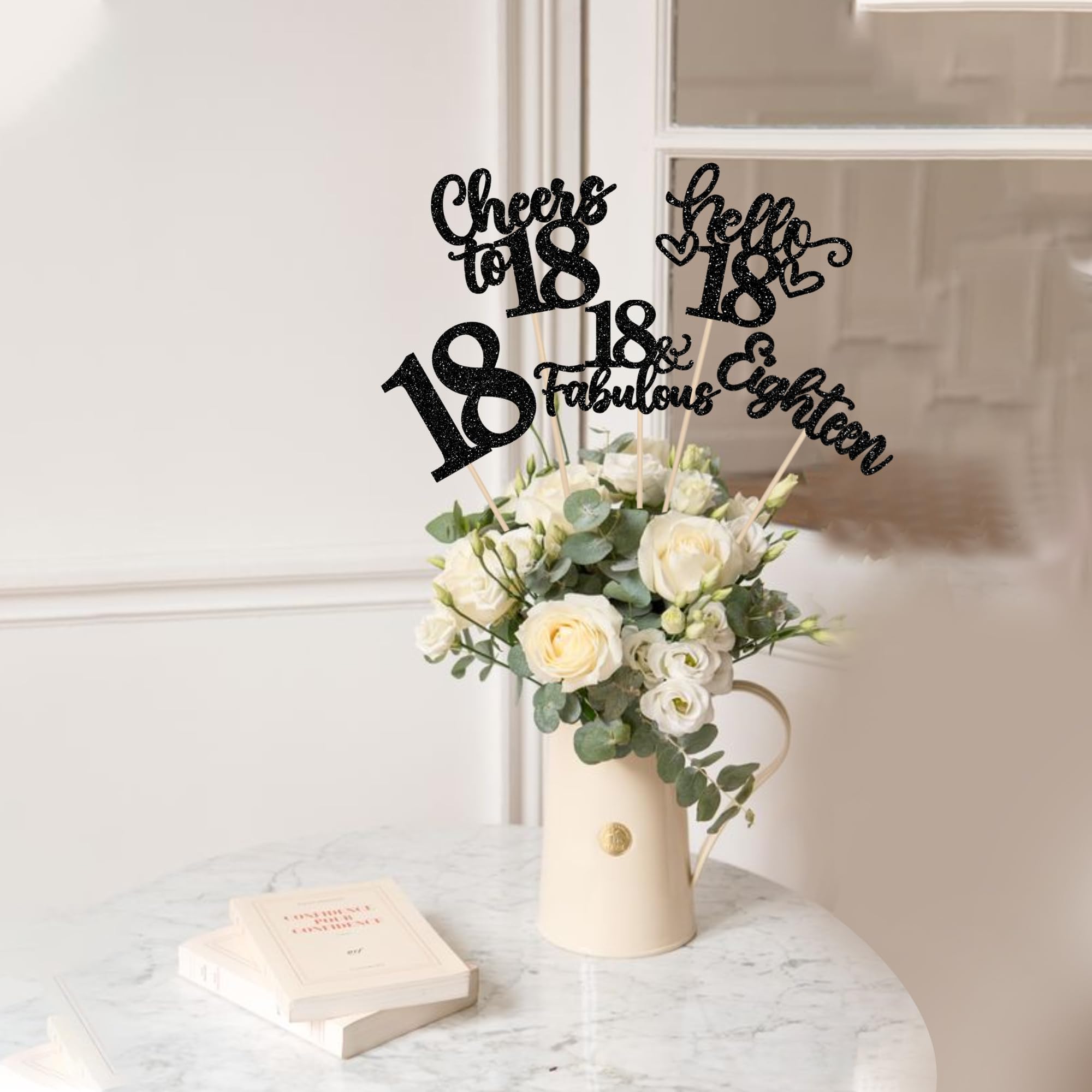 ZHUOWEISM 18th birthday glitter decor sticks highlight festive floral displays