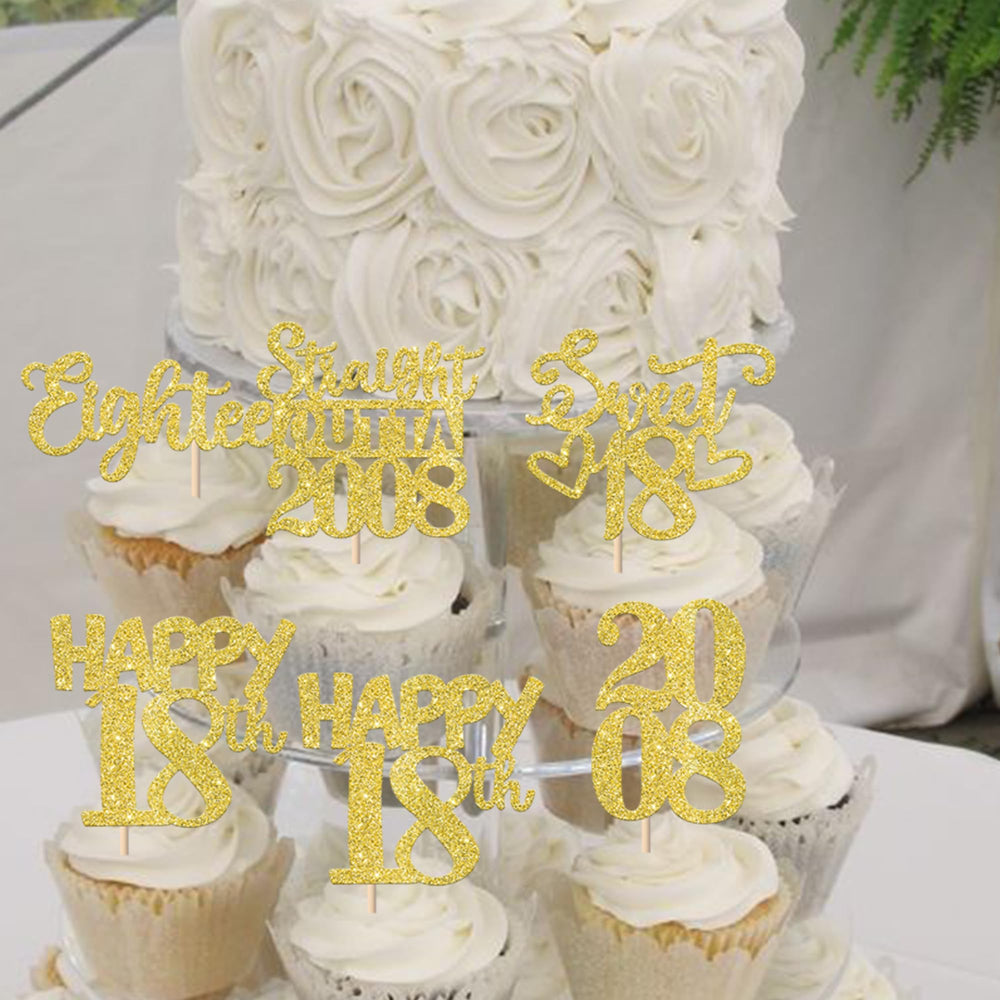 ZHUOWEISM 18th birthday toppers with white back for easy placement