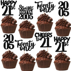 ZHUOWEISM 21st birthday cupcake toppers glitter design to enhance party vibe