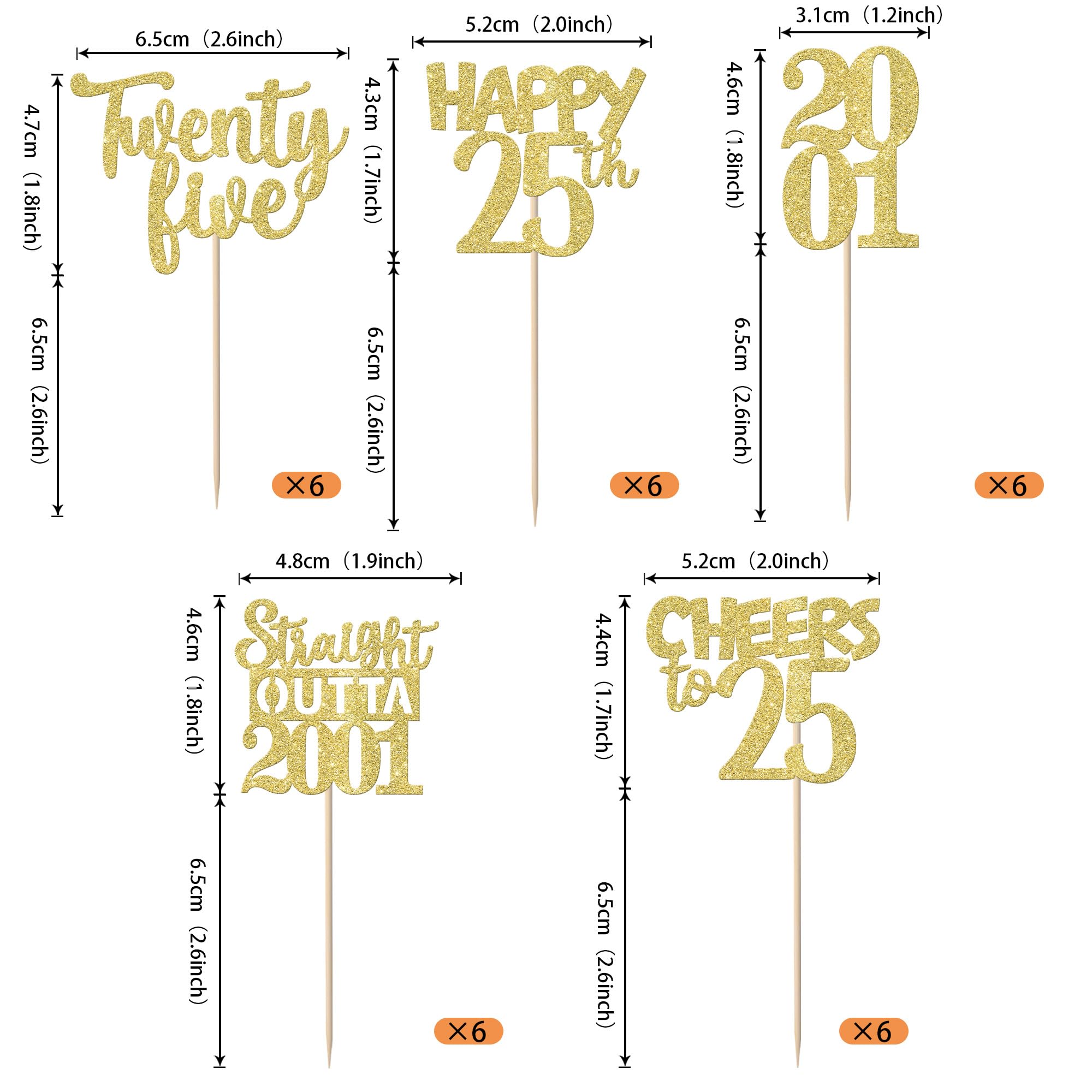 ZHUOWEISM 25th birthday cupcake picks add festive flair to cakes