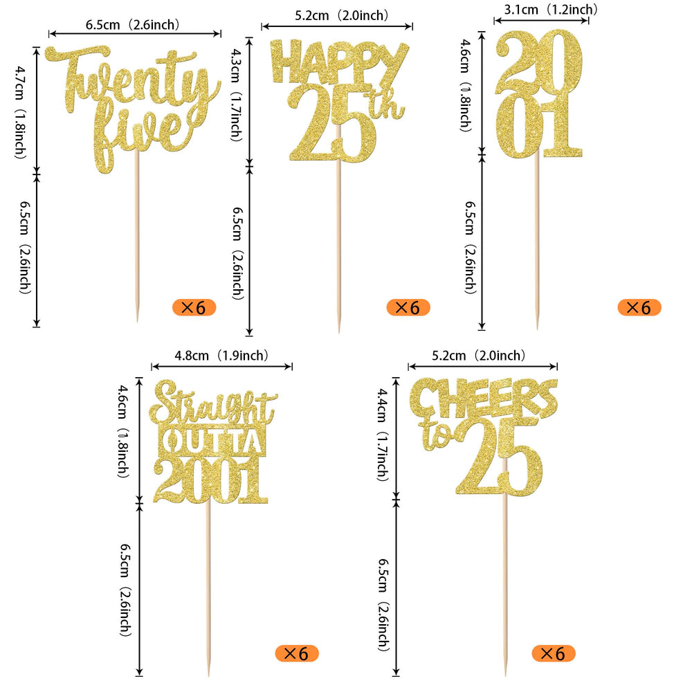 ZHUOWEISM 25th birthday cupcake picks add festive flair to cakes