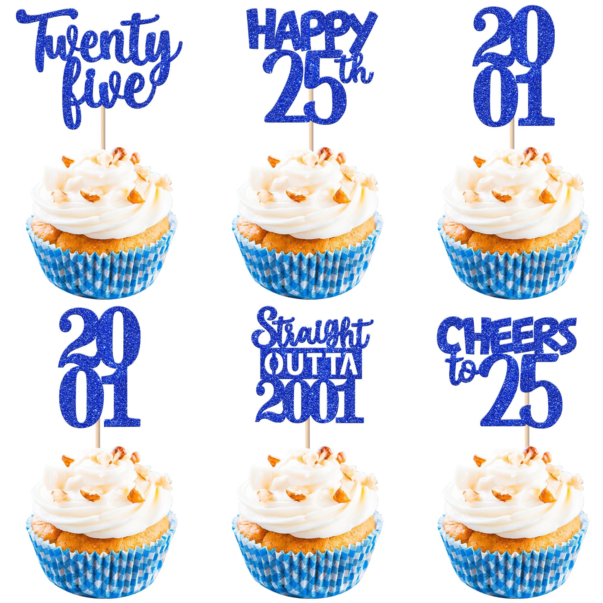 ZHUOWEISM 25th birthday cupcake toppers glitter for festive desserts.