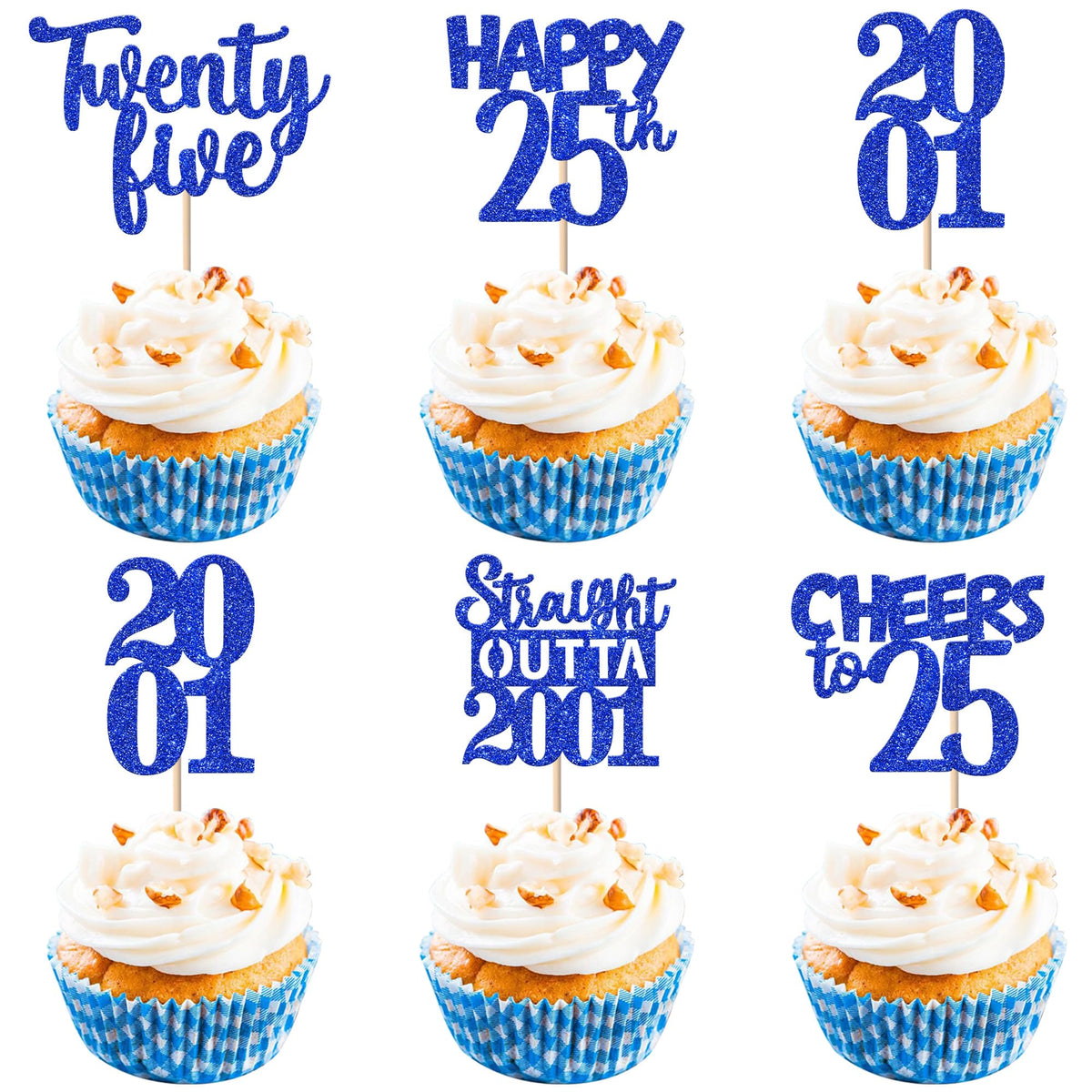 ZHUOWEISM 25th birthday cupcake toppers glitter for festive desserts.