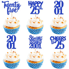 ZHUOWEISM 25th birthday cupcake toppers glitter for festive desserts.