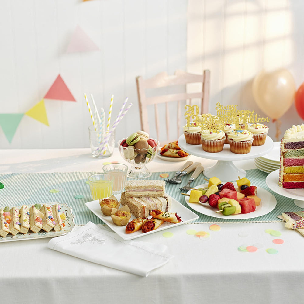 ZHUOWEISM durable glitter cardstock toppers resist wear on desserts.