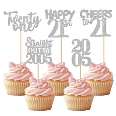 ZHUOWEISM 30pcs glitter cupcake toppers brighten 21st birthday desserts