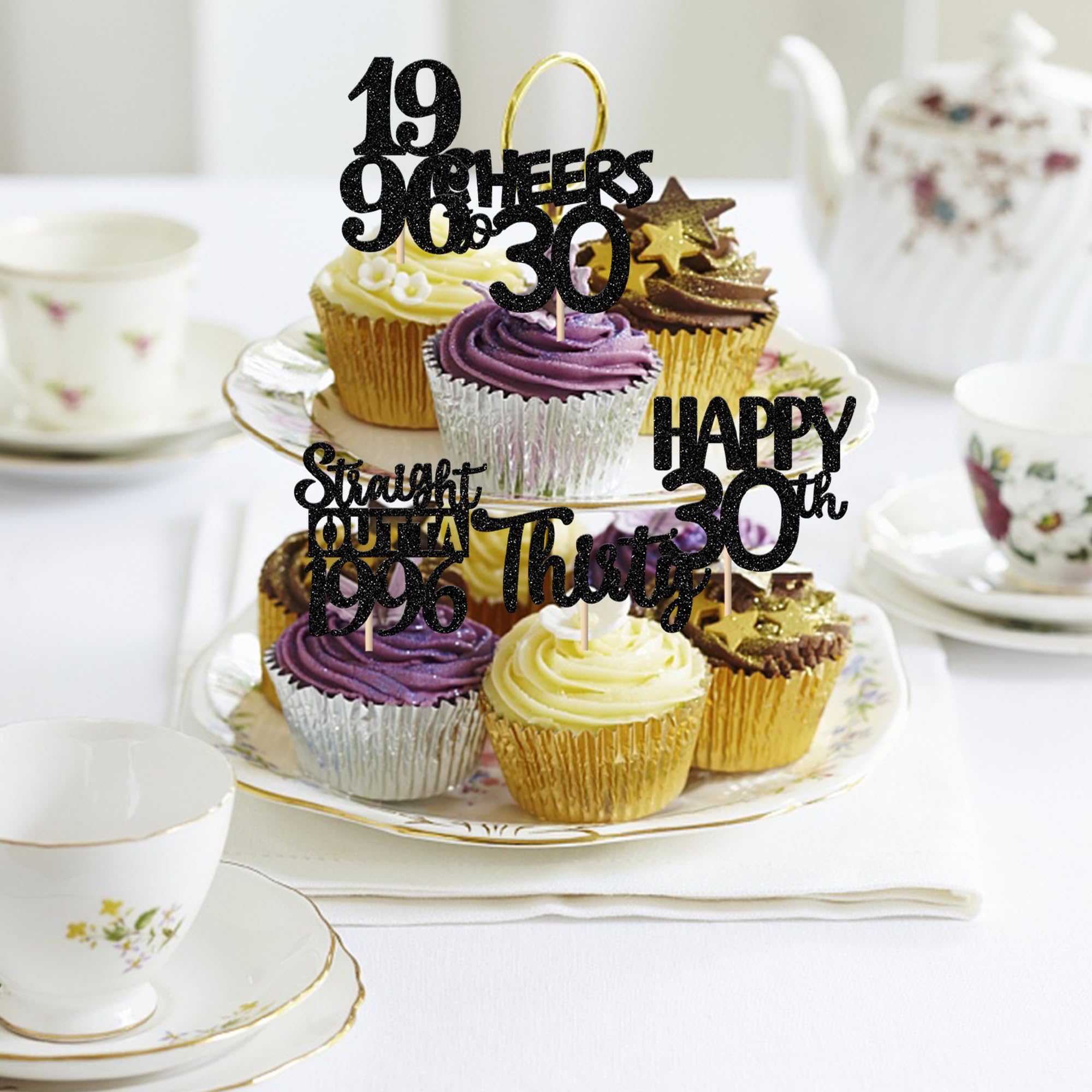 ZHUOWEISM 30th birthday party toppers with sturdy glitter cardstock.