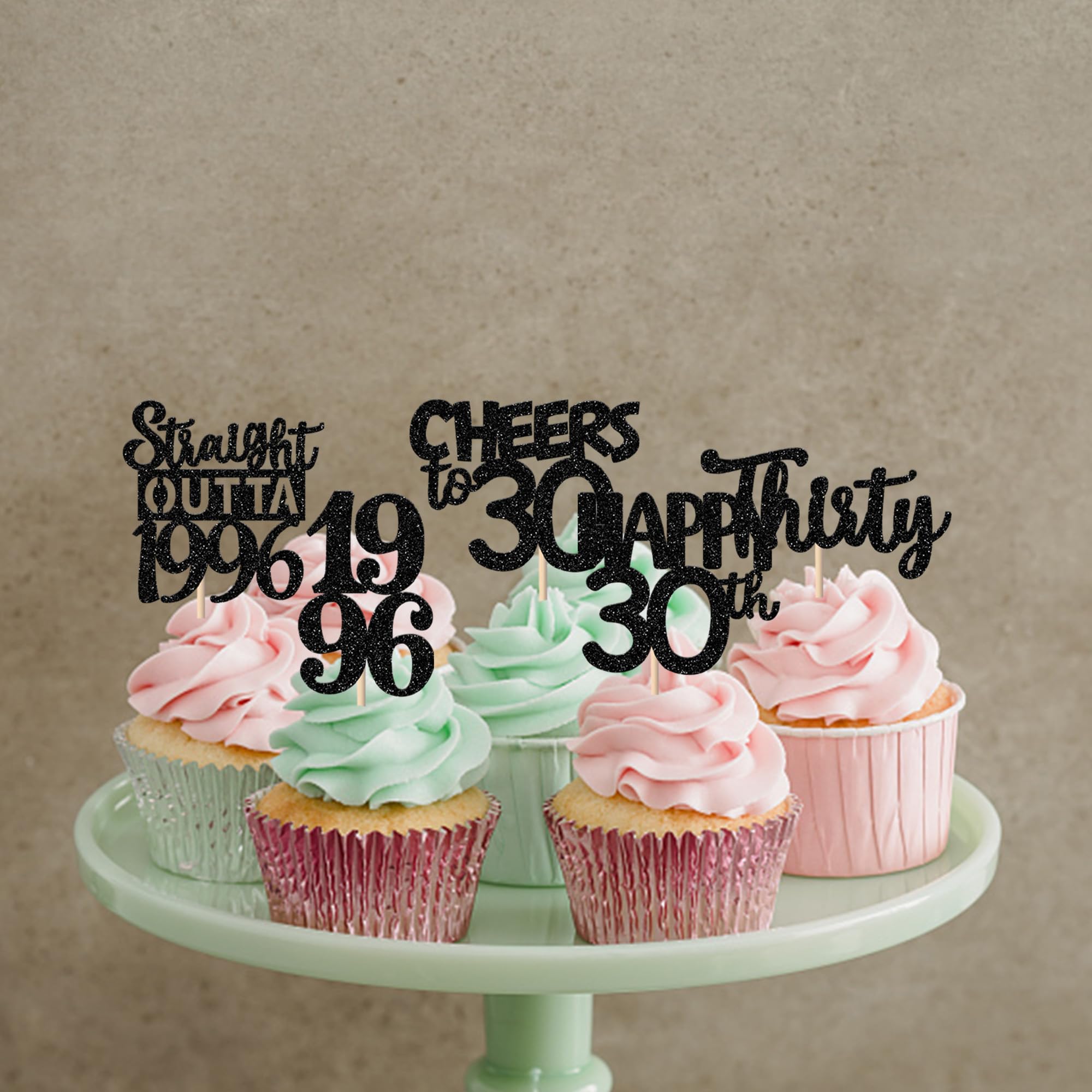 ZHUOWEISM 30th wedding anniversary cupcake toppers for celebration treats.