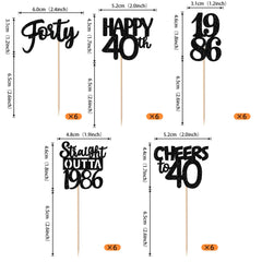 ZHUOWEISM 40th birthday glitter toppers brighten cakes and cupcakes for celebrations