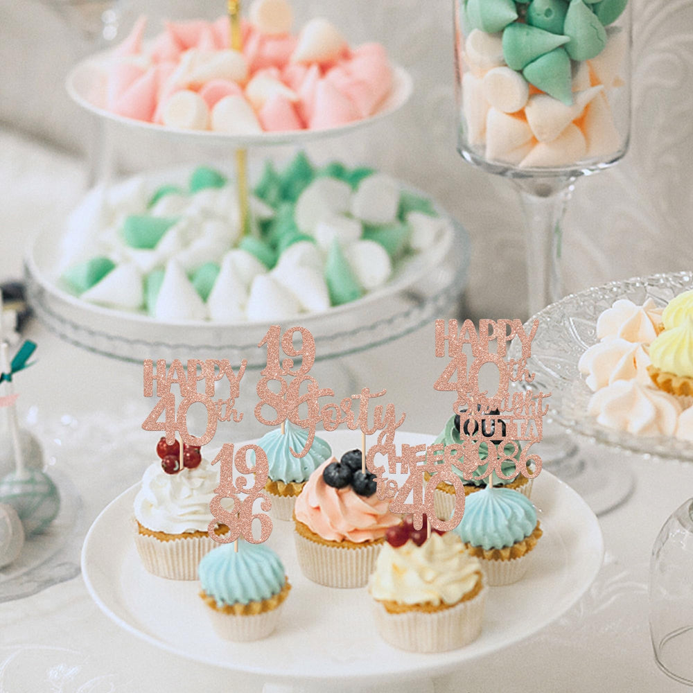 ZHUOWEISM 40th birthday toppers with glitter elevate cupcakes and desserts