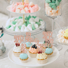 ZHUOWEISM 40th birthday toppers with glitter elevate cupcakes and desserts