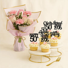ZHUOWEISM 50th anniversary theme toppers decorate cakes and cupcakes.