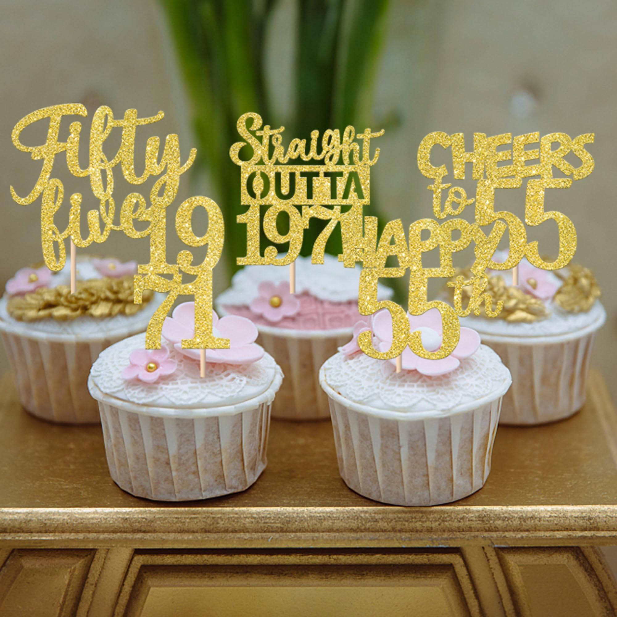 ZHUOWEISM 55th birthday toppers preassembled for quick, mess-free cake decoration.