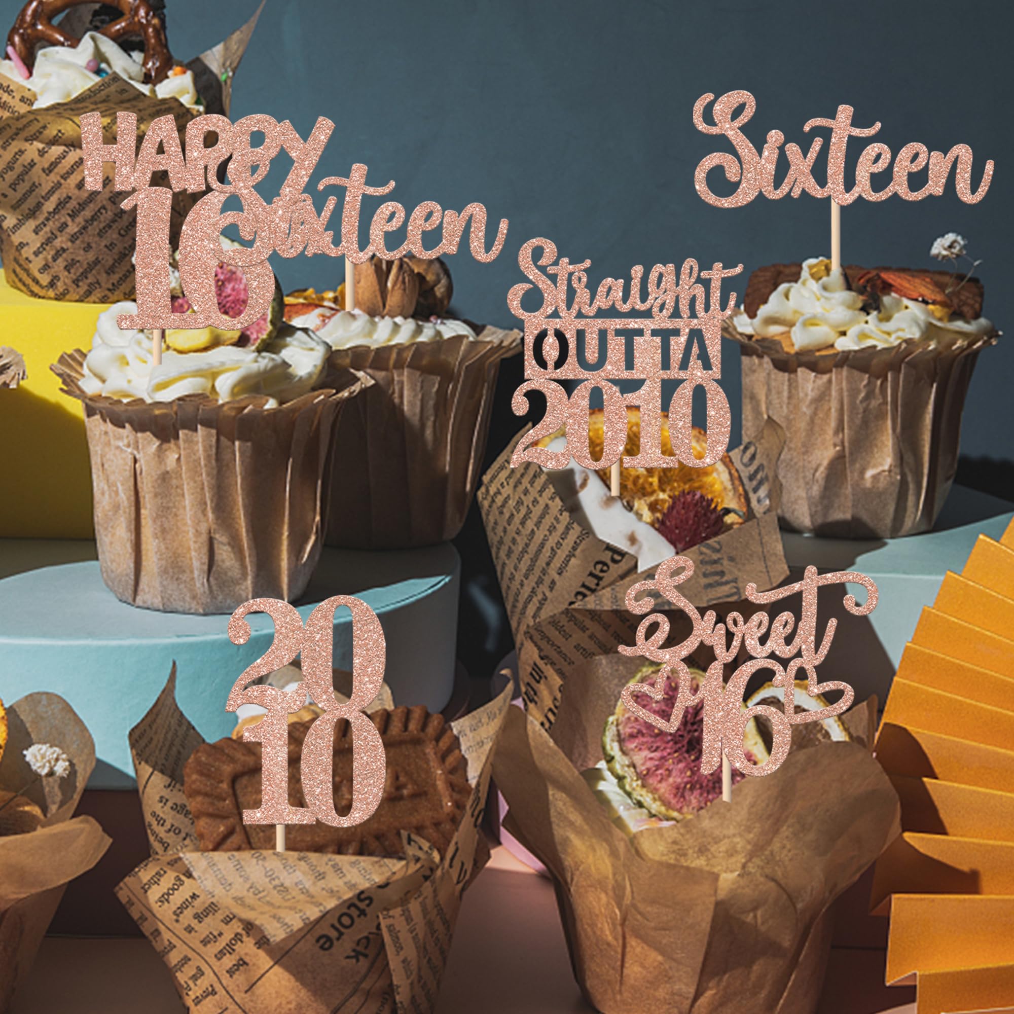 ZHUOWEISM Six-designs cupcake toppers pack for quick party dessert decoration