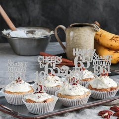 ZHUOWEISM cheers to 65 cupcake topper glitter silver boosts celebration vibe
