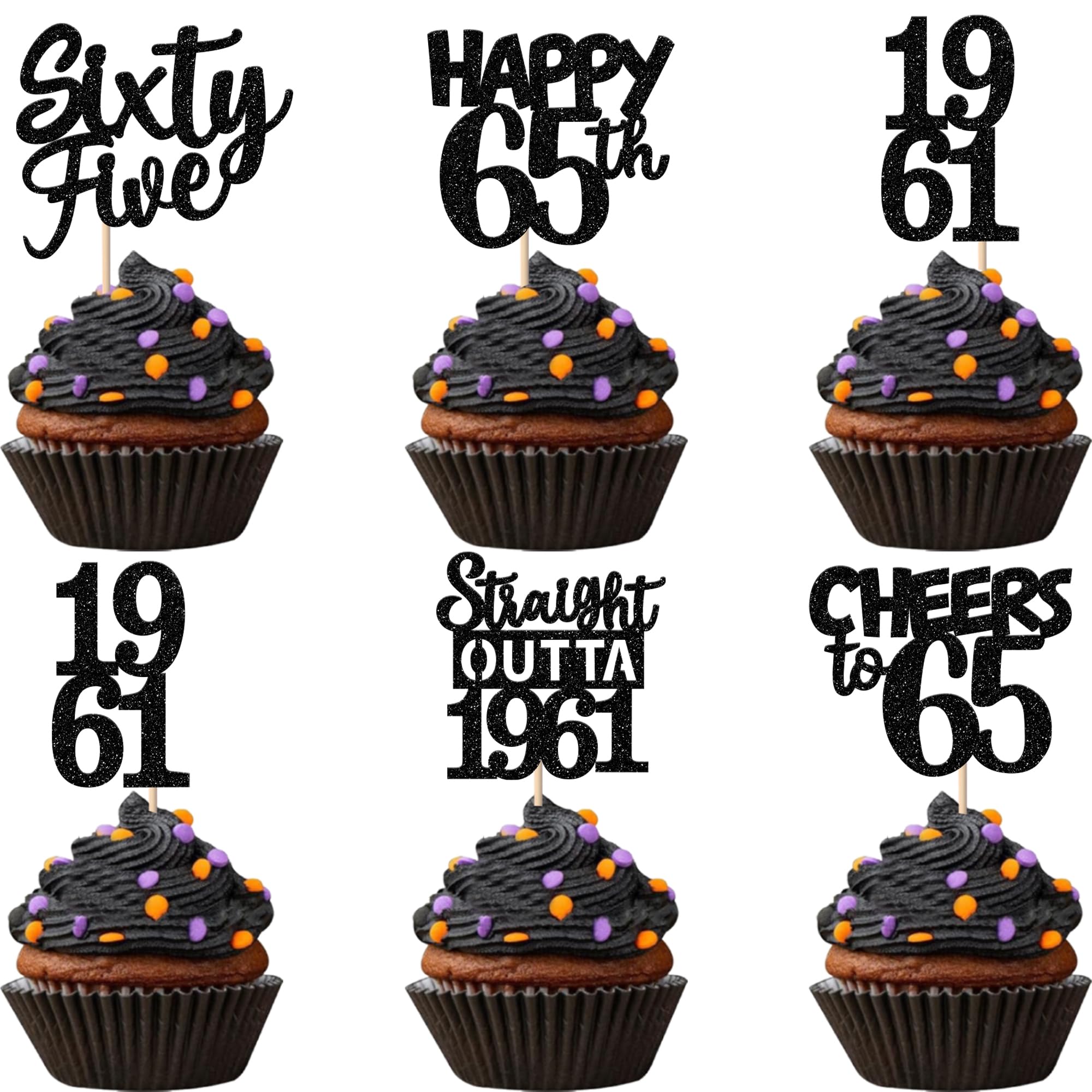 ZHUOWEISM 65th birthday glitter cupcake topper adds festive sparkle to desserts
