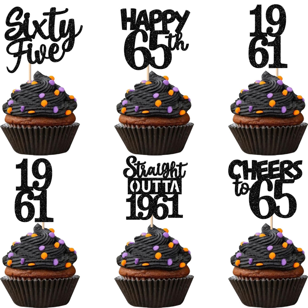 ZHUOWEISM 65th birthday glitter cupcake topper adds festive sparkle to desserts