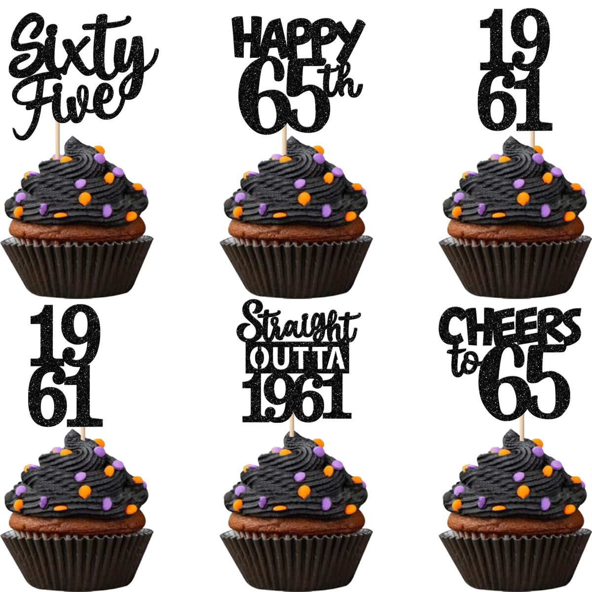 ZHUOWEISM 65th birthday glitter cupcake topper adds festive sparkle to desserts